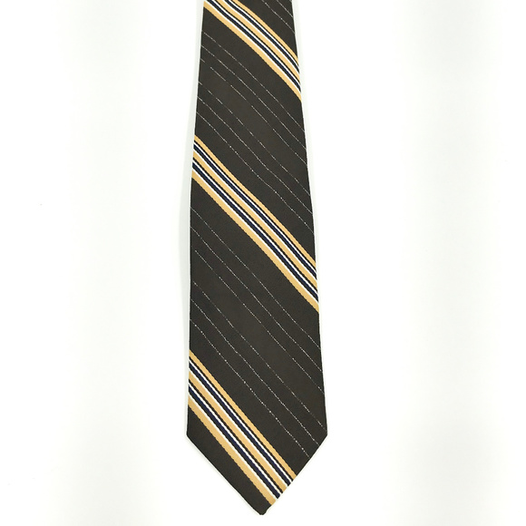 Regalon Mens Brown Striped Necktie 54x3 - Picture 1 of 5